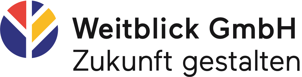 Logo der Weitblick GmbH mit farbiger abstrakter Baumform und Schriftzug.