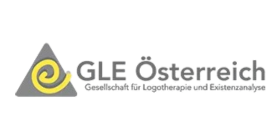 Logo der GLE Österreich mit grauem Dreieck, gelber Spirale und Schriftzug.