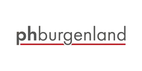 Logo der PH Burgenland mit grauem Schriftzug und roter Unterstreichung.